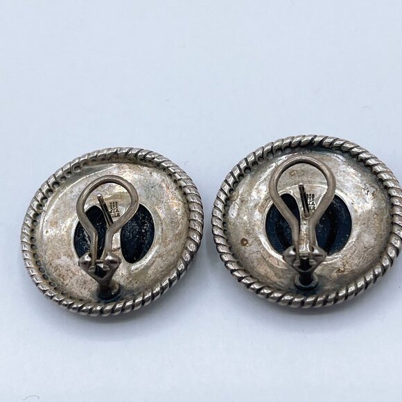 James Avery Rare Find Sterling Silver Black Onyx French Clip Stud Earrings Round - Picture 7 of 7